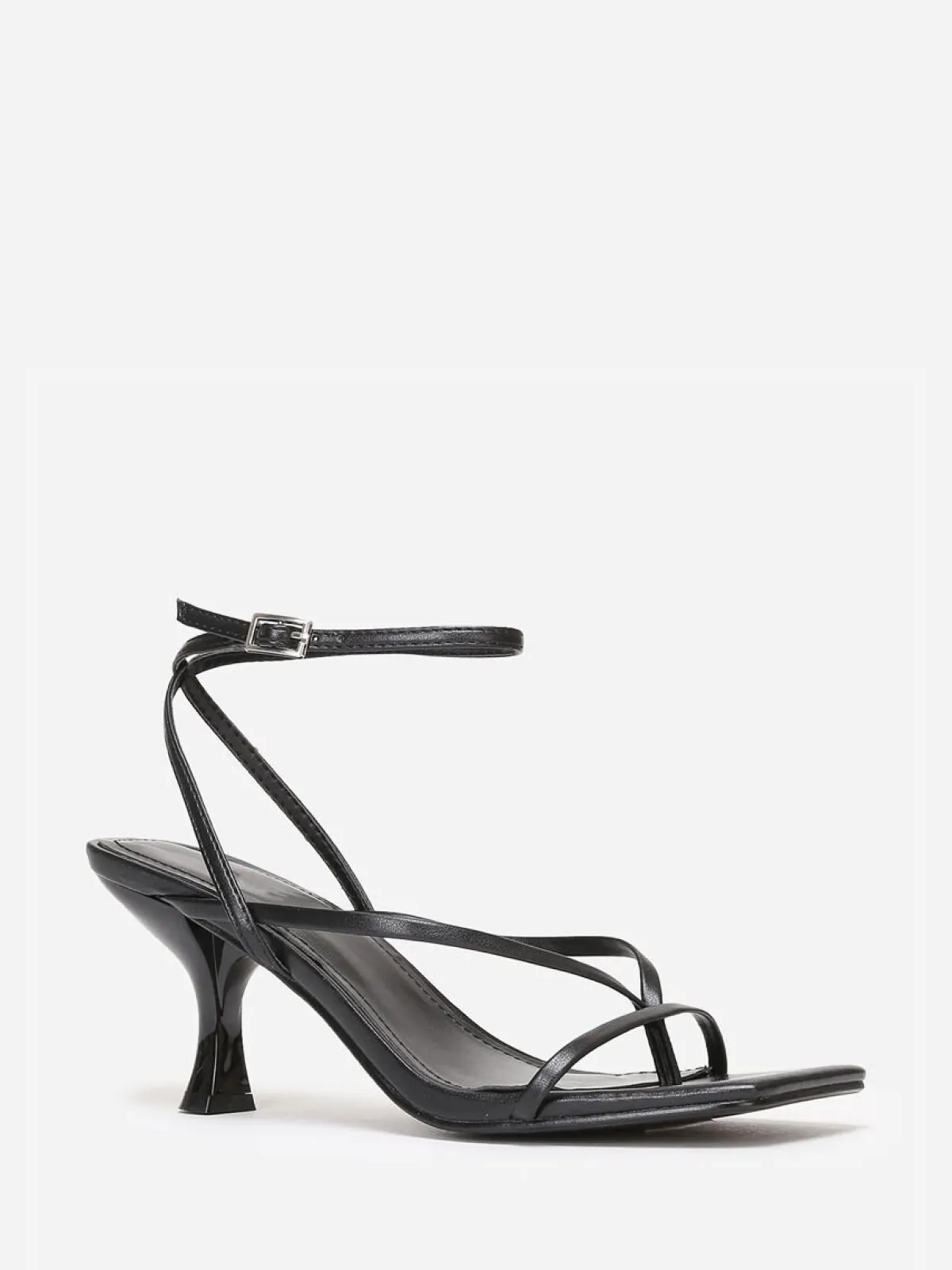 Discount La Modeuse Sandales à talon bobine et bout carré Noir