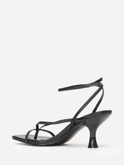 Discount La Modeuse Sandales à talon bobine et bout carré Noir