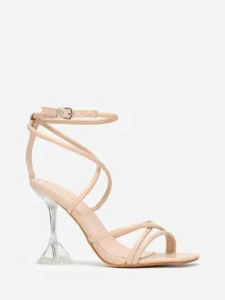 La Modeuse Sandales à talon bobine transparent Beige