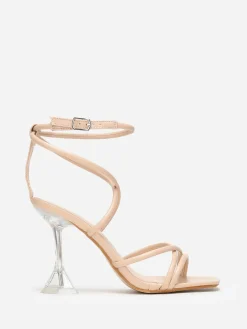 La Modeuse Sandales à talon bobine transparent Beige