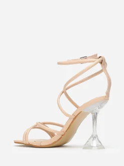 La Modeuse Sandales à talon bobine transparent Beige