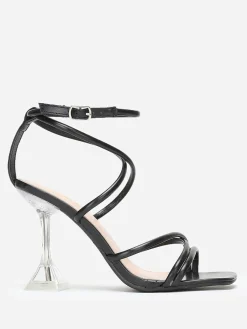 Outlet La Modeuse Sandales à talon bobine transparent Noir