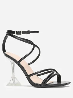 Outlet La Modeuse Sandales à talon bobine transparent Noir