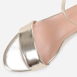 New La Modeuse Sandales à talon carré arrondi grandes tailles Doré