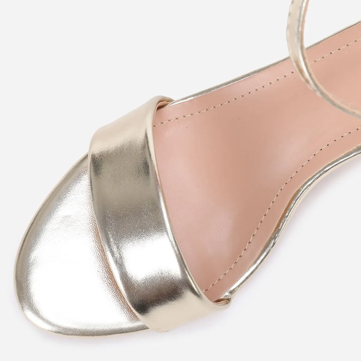 New La Modeuse Sandales à talon carré arrondi grandes tailles Doré