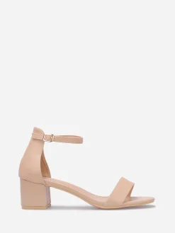 Best La Modeuse Sandales à talon carré grandes tailles Beige