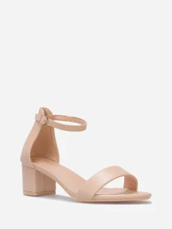 Best La Modeuse Sandales à talon carré grandes tailles Beige