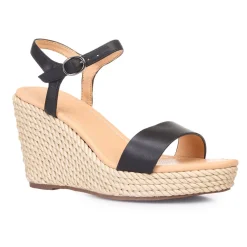 Sale La Modeuse Sandales à talon compensé tressé Noir