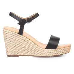 Sale La Modeuse Sandales à talon compensé tressé Noir