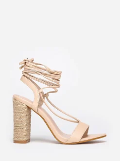 Best La Modeuse Sandales à talon cordage avec laçage Beige