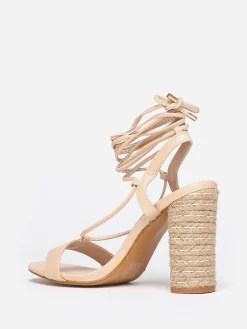 Best La Modeuse Sandales à talon cordage avec laçage Beige