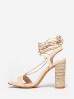 Best La Modeuse Sandales à talon cordage avec laçage Beige