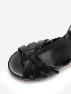 Clearance La Modeuse Sandales à talon et brides entremêlés Noir