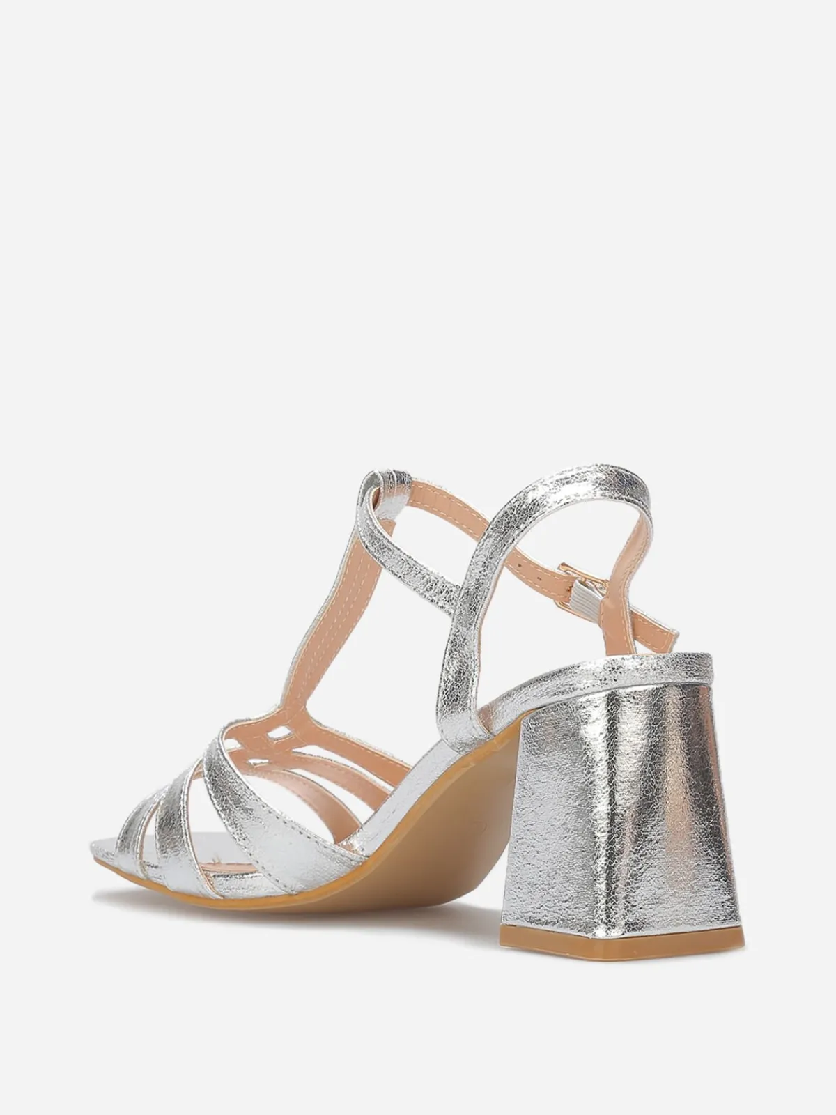Sale La Modeuse Sandales à talon et brides entrecroisées Argenté