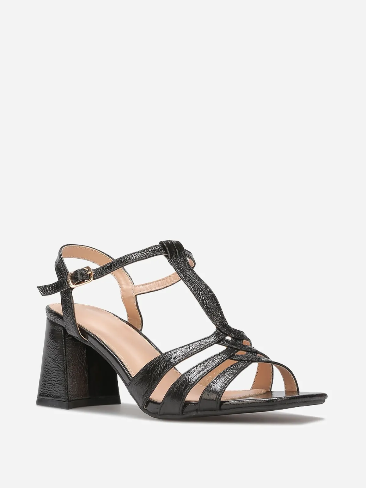 Clearance La Modeuse Sandales à talon et brides entrecroisées Noir