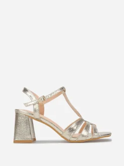 Clearance La Modeuse Sandales à talon et brides entrecroisées Doré