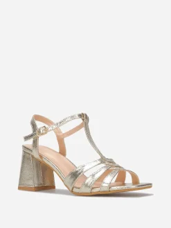 Clearance La Modeuse Sandales à talon et brides entrecroisées Doré