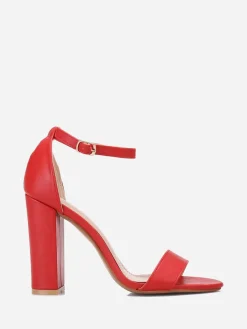 Outlet La Modeuse Sandales à talon et double brides Rouge