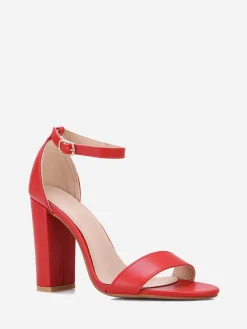 Outlet La Modeuse Sandales à talon et double brides Rouge