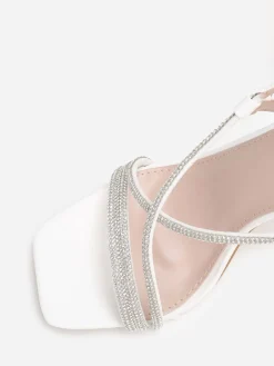 Clearance La Modeuse Sandales à talon fin et brides en strass Blanc