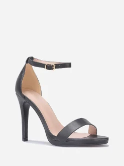 Discount La Modeuse Sandales à talon fin et bride Noir