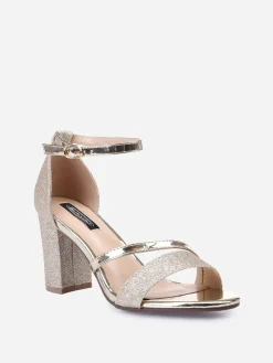 Online La Modeuse Sandales à talon scintillantes avec brides vernies Doré