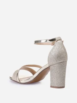 Online La Modeuse Sandales à talon scintillantes avec brides vernies Doré