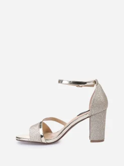 Online La Modeuse Sandales à talon scintillantes avec brides vernies Doré