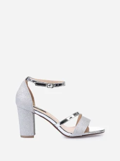New La Modeuse Sandales à talon  scintillantes avec brides vernies Argenté