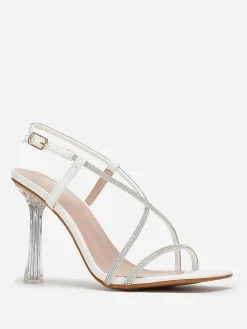 La Modeuse Sandales à talon transparent et strass Blanc