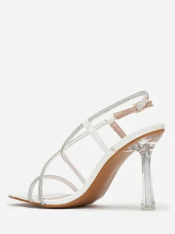 La Modeuse Sandales à talon transparent et strass Blanc