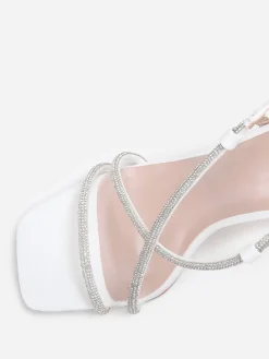 La Modeuse Sandales à talon transparent et strass Blanc