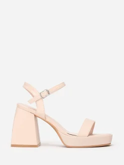Discount La Modeuse Sandales à talon trapèze Beige