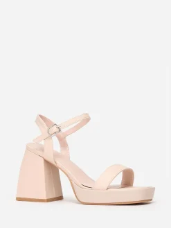 Discount La Modeuse Sandales à talon trapèze Beige