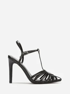 Sale La Modeuse Sandales ajourées à bout pointu et talon aiguille Noir