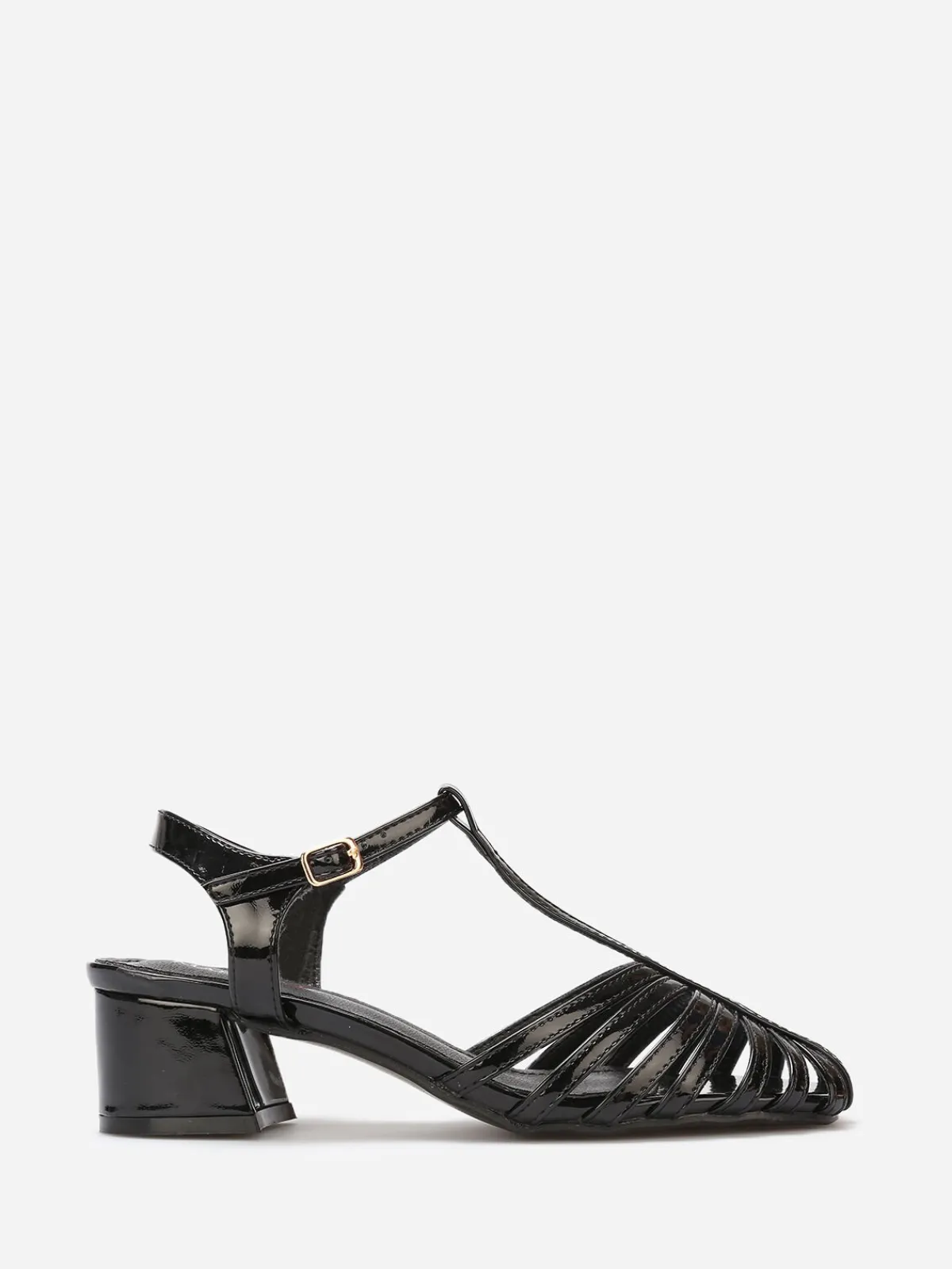 New La Modeuse Sandales ajourées et vernies Noir