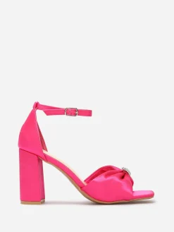 Hot La Modeuse Sandales avec bride noeud à strass Fuchsia