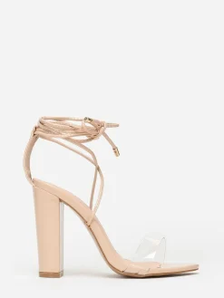 Online La Modeuse Sandales avec bride transparente et lanière Beige