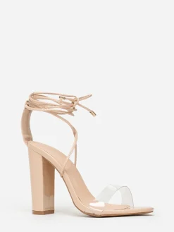 Online La Modeuse Sandales avec bride transparente et lanière Beige