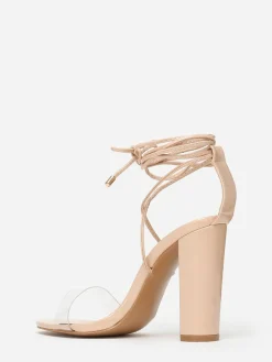 Online La Modeuse Sandales avec bride transparente et lanière Beige
