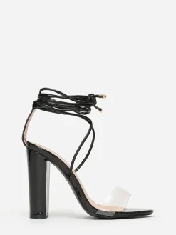 Online La Modeuse Sandales avec bride transparente et lanière Noir