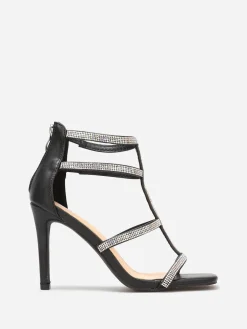 Best La Modeuse Sandales avec brides à strass et zip Noir