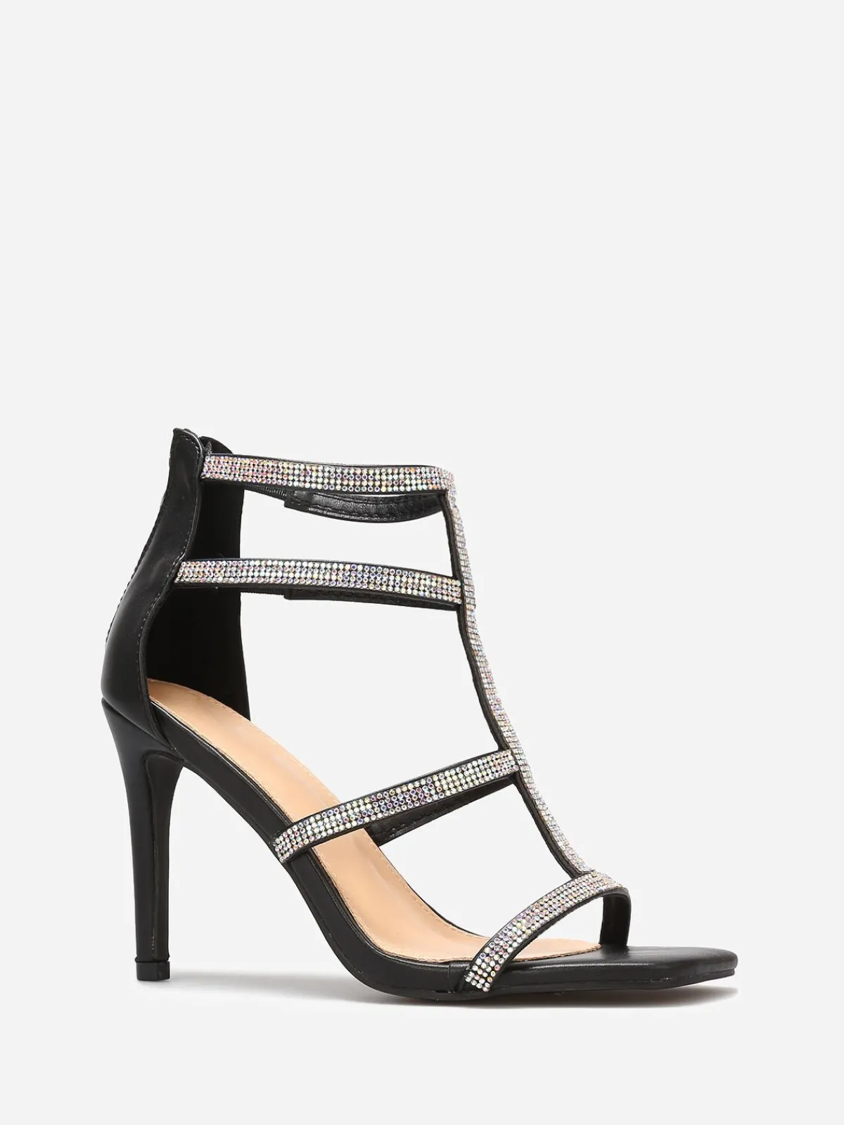 Best La Modeuse Sandales avec brides à strass et zip Noir