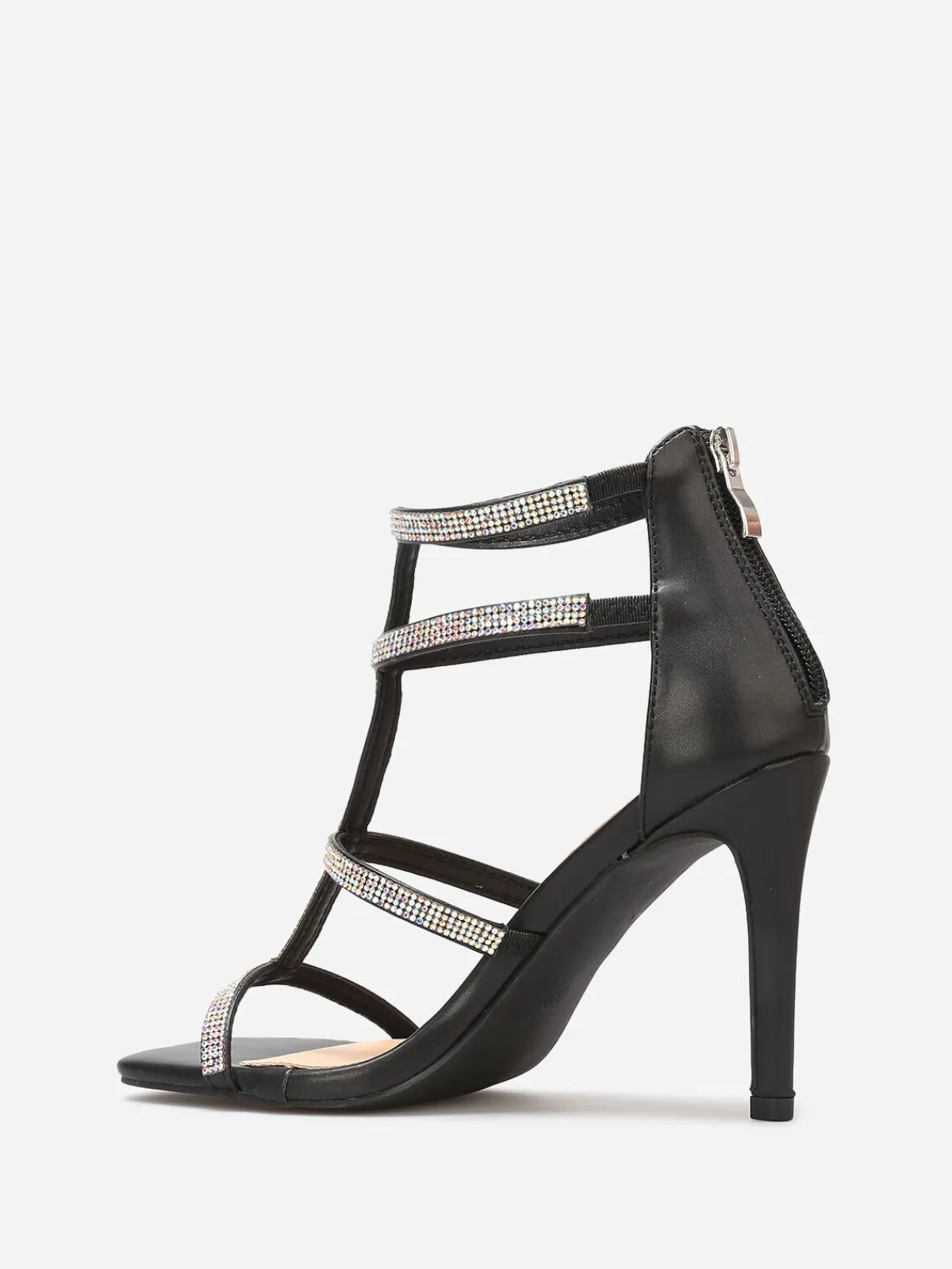 Best La Modeuse Sandales avec brides à strass et zip Noir
