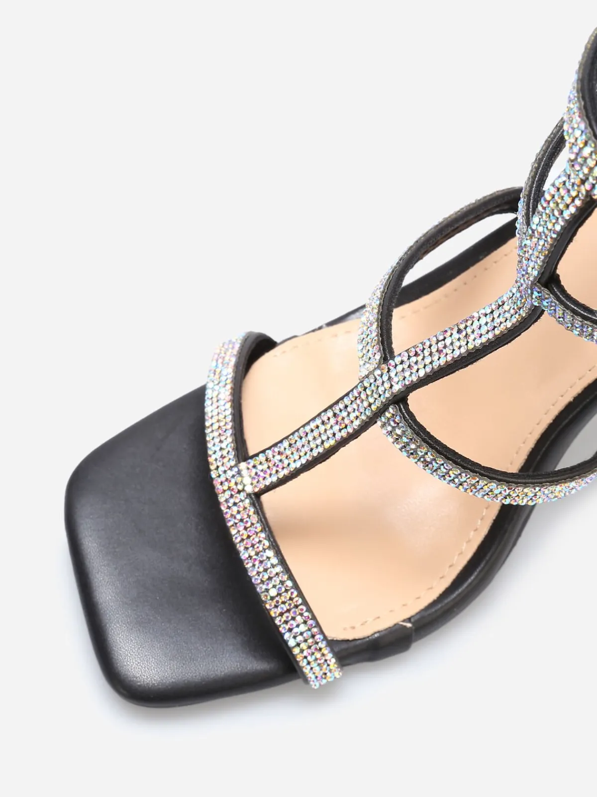 Best La Modeuse Sandales avec brides à strass et zip Noir