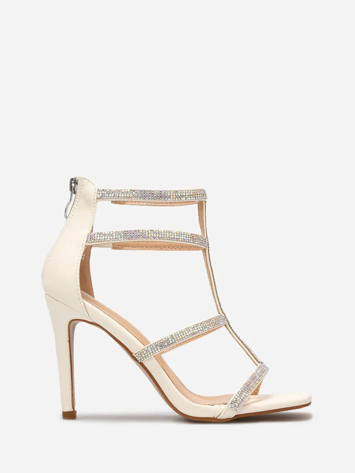 La Modeuse Sandales avec brides à strass et zip Blanc