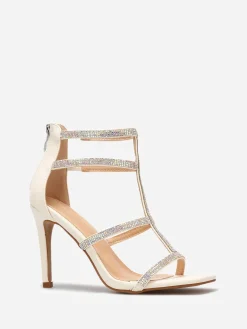 La Modeuse Sandales avec brides à strass et zip Blanc