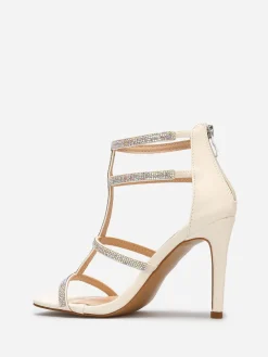 La Modeuse Sandales avec brides à strass et zip Blanc