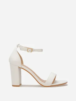 Hot La Modeuse Sandales avec brides et talon carré Blanc