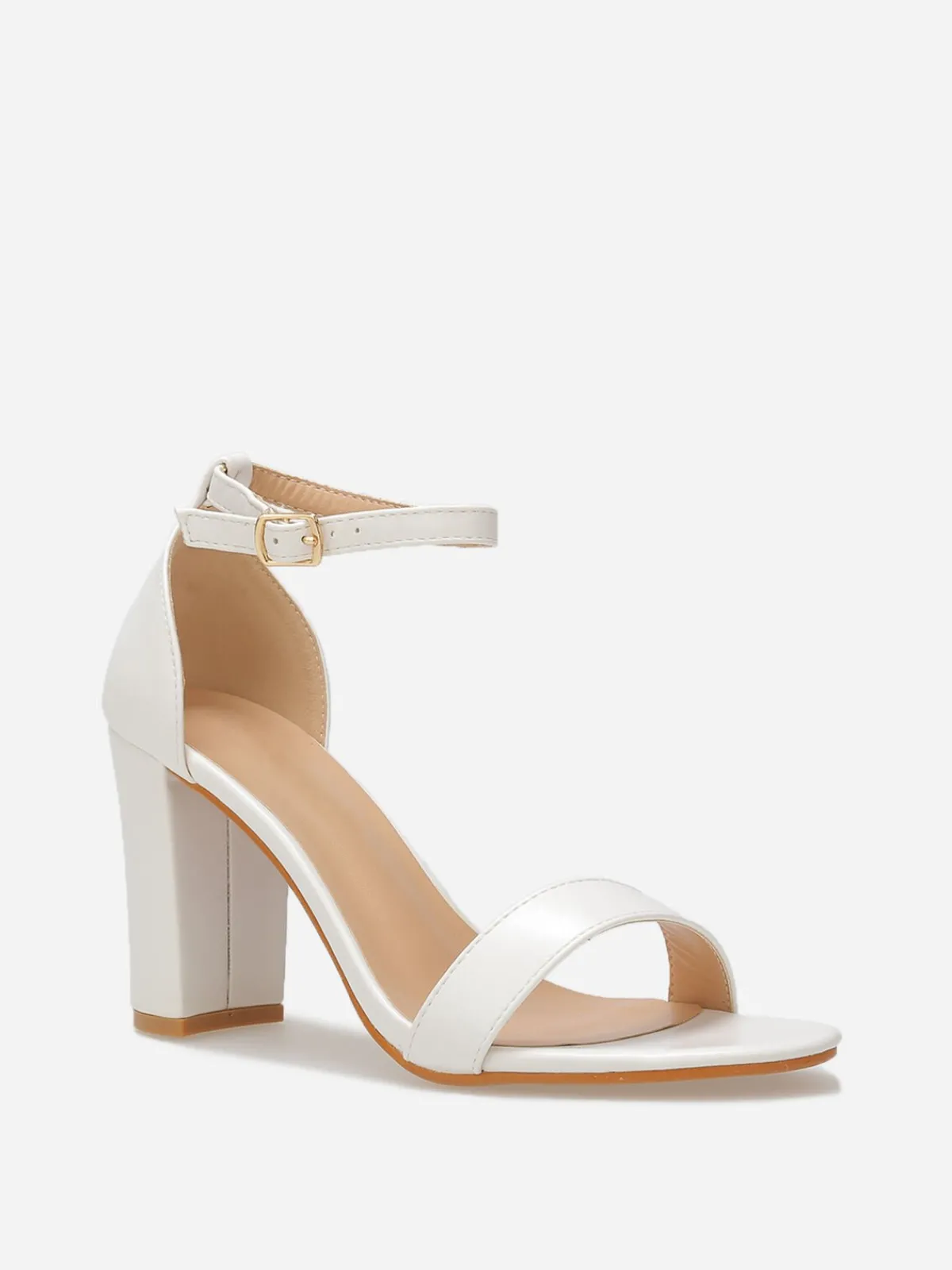 Hot La Modeuse Sandales avec brides et talon carré Blanc